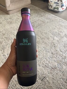 Stanley Black Chrome Slim Bottle with Purple Accent